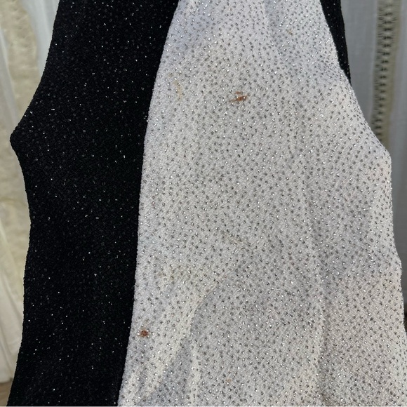 Vintage Cache Beaded Godet Fishtail Pleated Prom Evening Gown Maxi Dress S/M - Picture 9 of 12